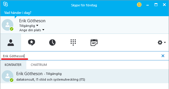 Hur söker jag efter kontakt i Skype för företag? – Manual