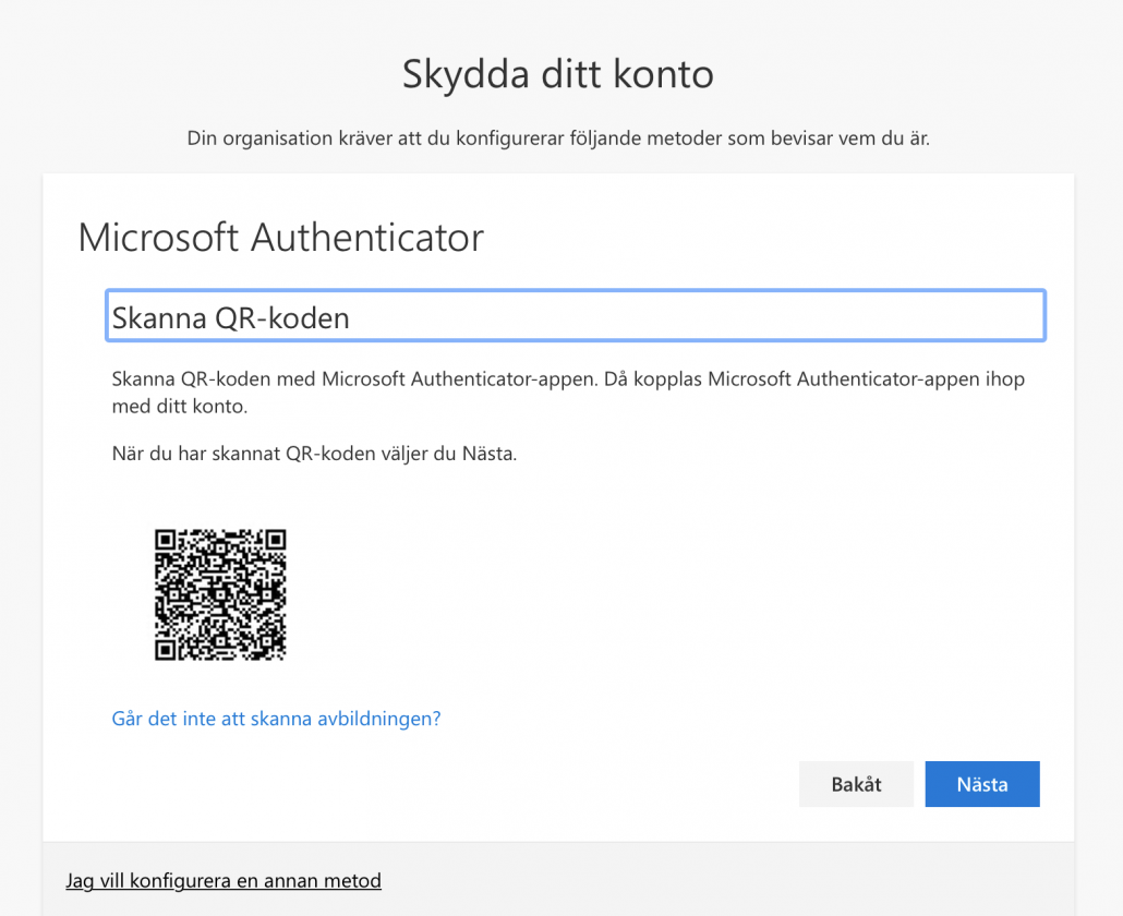 Scanna QRkod Microsoft Authenticator