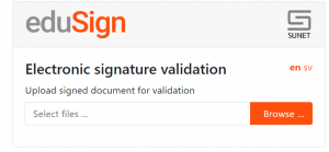Skärmdump som visar hur valideringsverktyget ser ut.