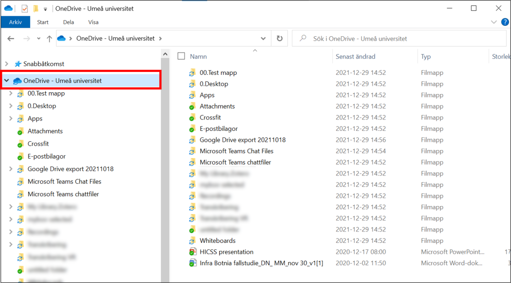 synkronisera filer från din OneDrive - utforskaren
