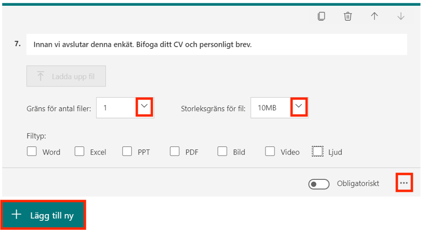 Lägga till filuppladdning fråga Forms