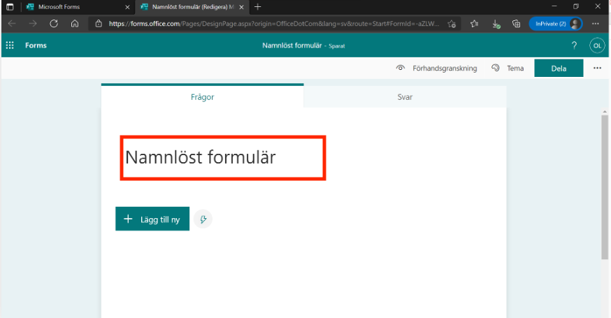 Nytt formulär Forms