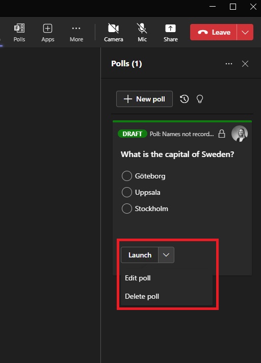 Image showing where to edit a poll