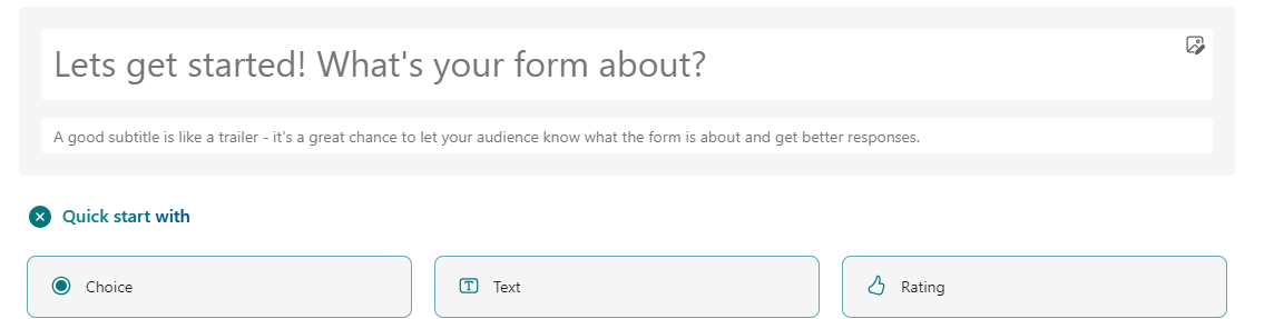 Image showing how to change the title of the form, and add questions