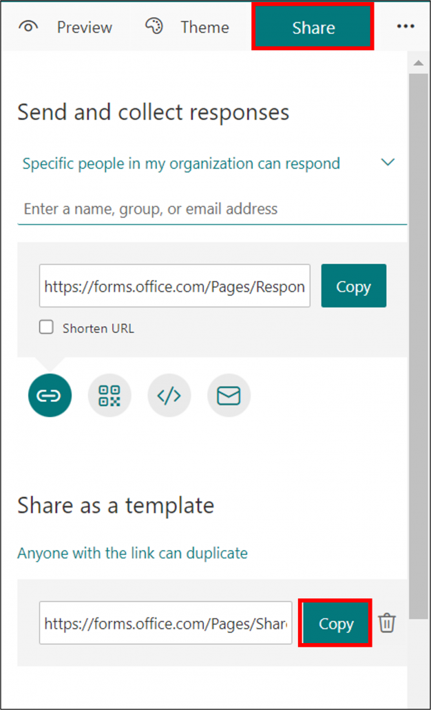 Share form as a template