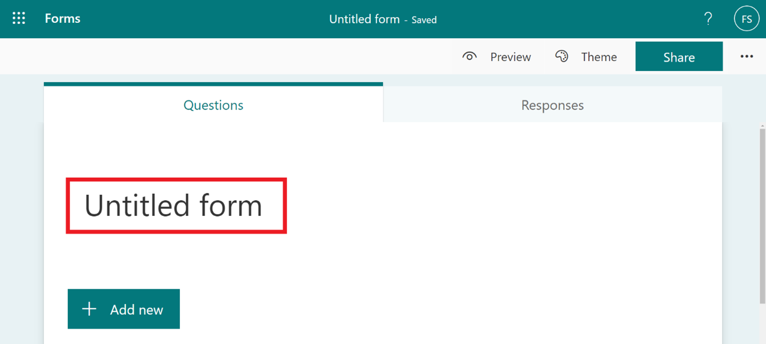 new form create - select utitled form to change title