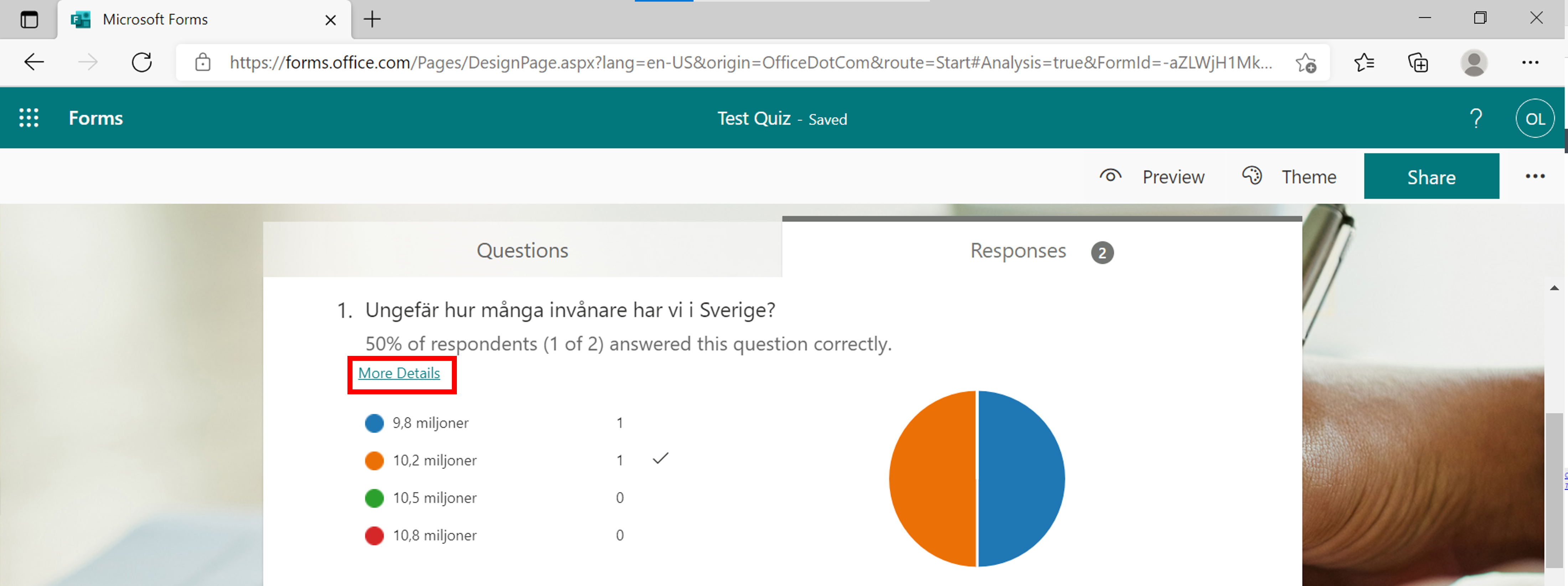 review results in a questionnare - answer file