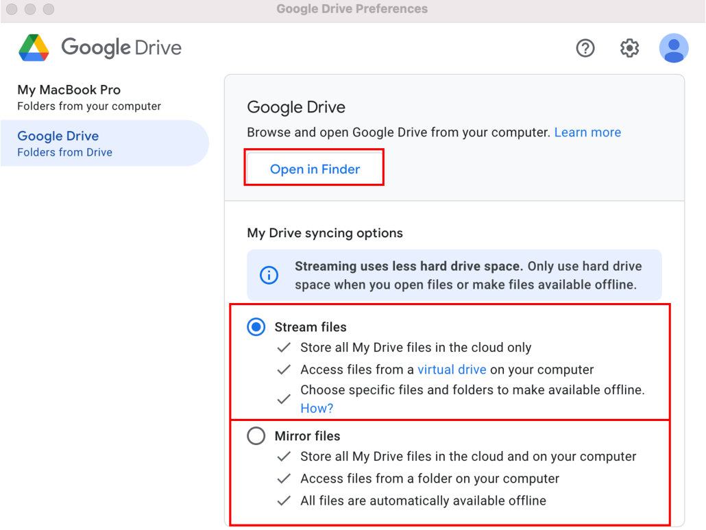 Googledrive prefereces - hantera googledrive filer
