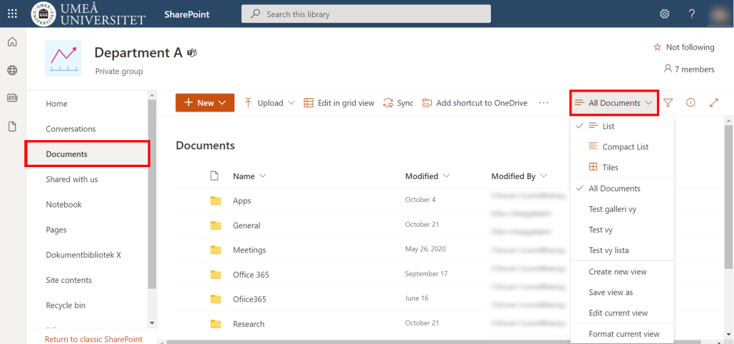 Change document liberary view in SharePoint, documents, all documents, 