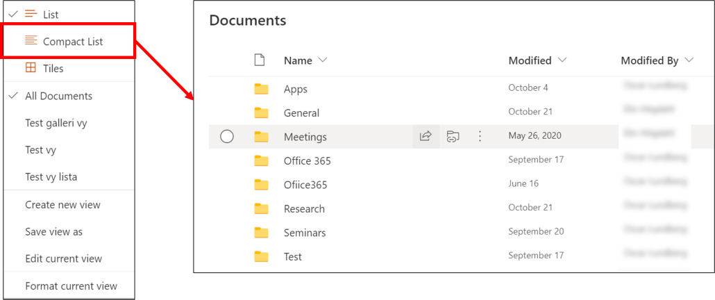 change documentliberary view in sharepoint - compact list