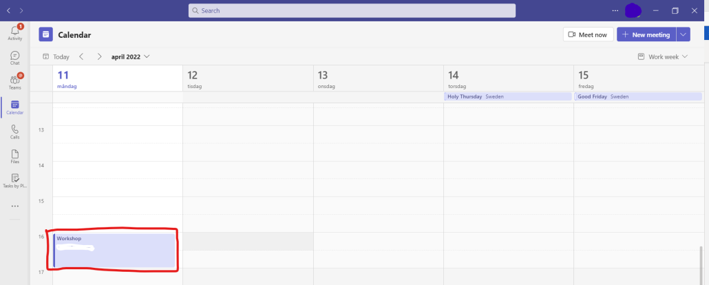 eams calendar and double-click the meeting booking that you want to create group rooms within.