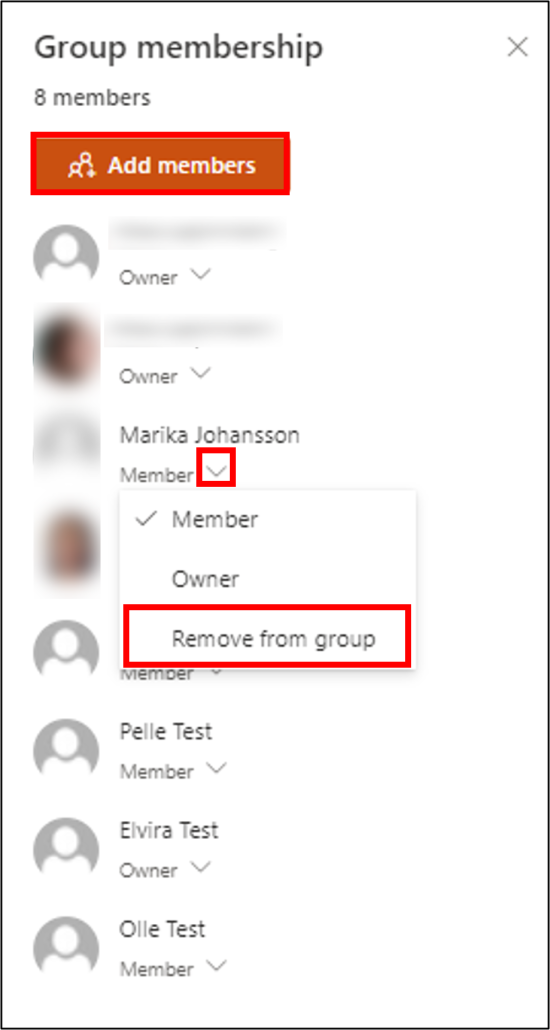 view on where to add or remove members from a sharepoint group