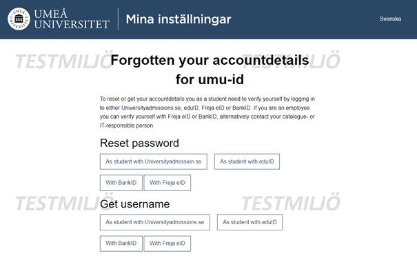 Image showing where to reset your password