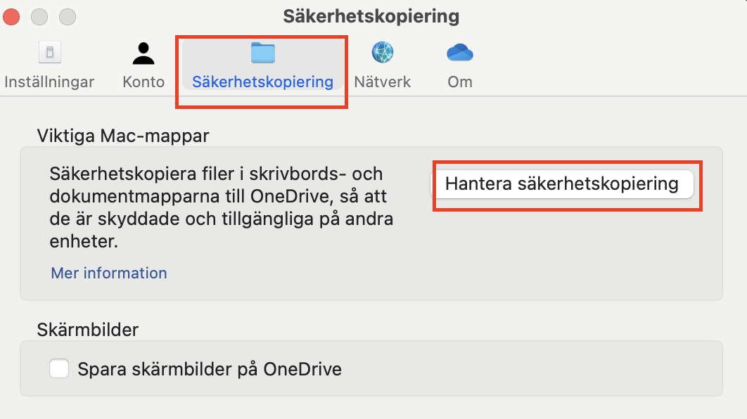 Bild som visar hur du kan säkerhetskopiera dina filer till OneDrive