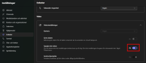 Skärmbild  som visar var i Temas du slår av spegling av bilden